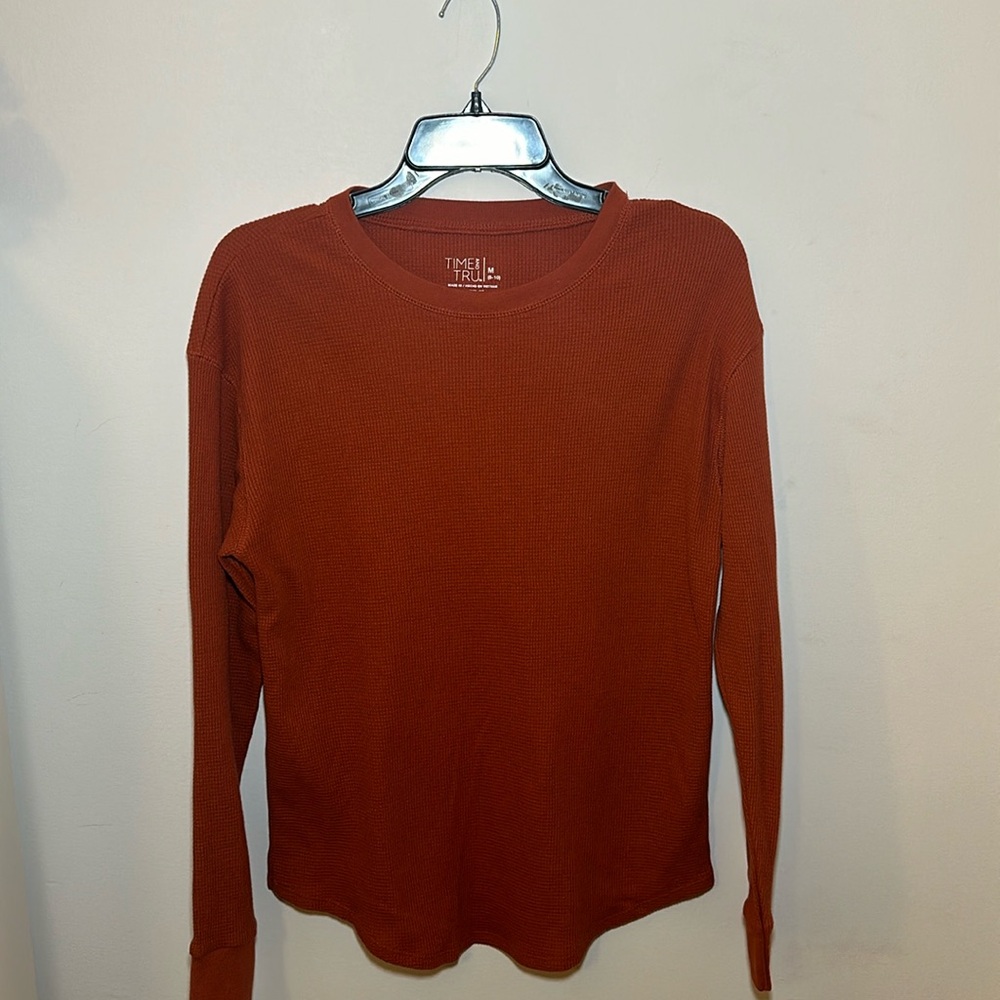 Burnt Orange waffle long sleeve T-shirt